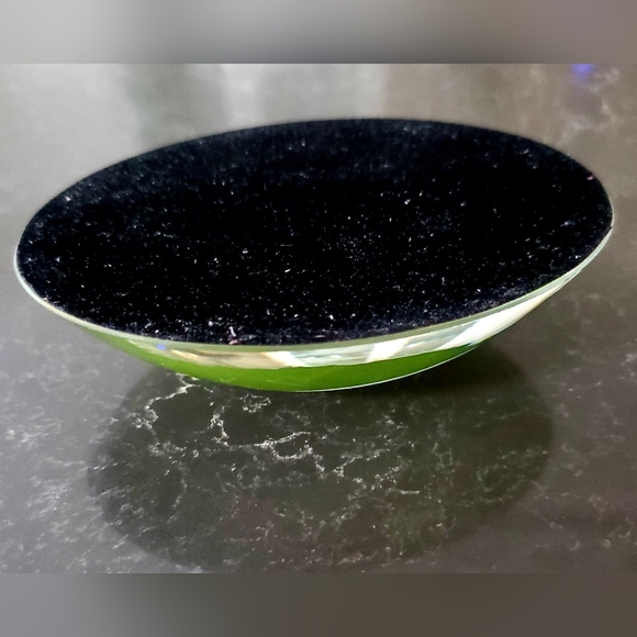 Glass Paperweight Lime Green Gold FABULOUS Script Oval Black Felt Base Desktop - Picture 4 of 4